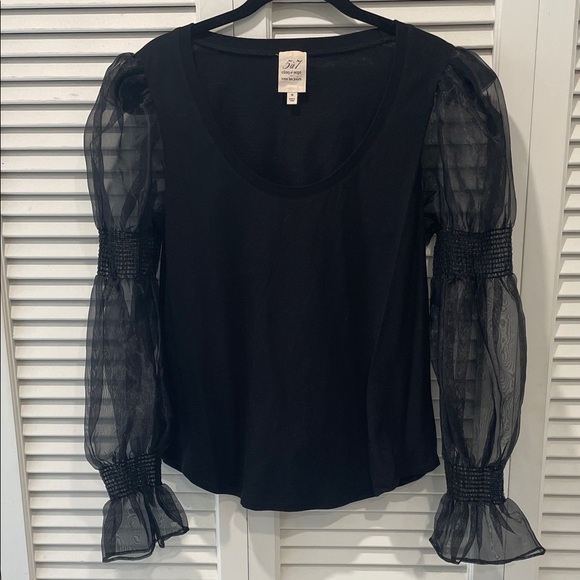 cinq a sept Tops - Cinq à Sept Black Sheer Sleeve Blouse
